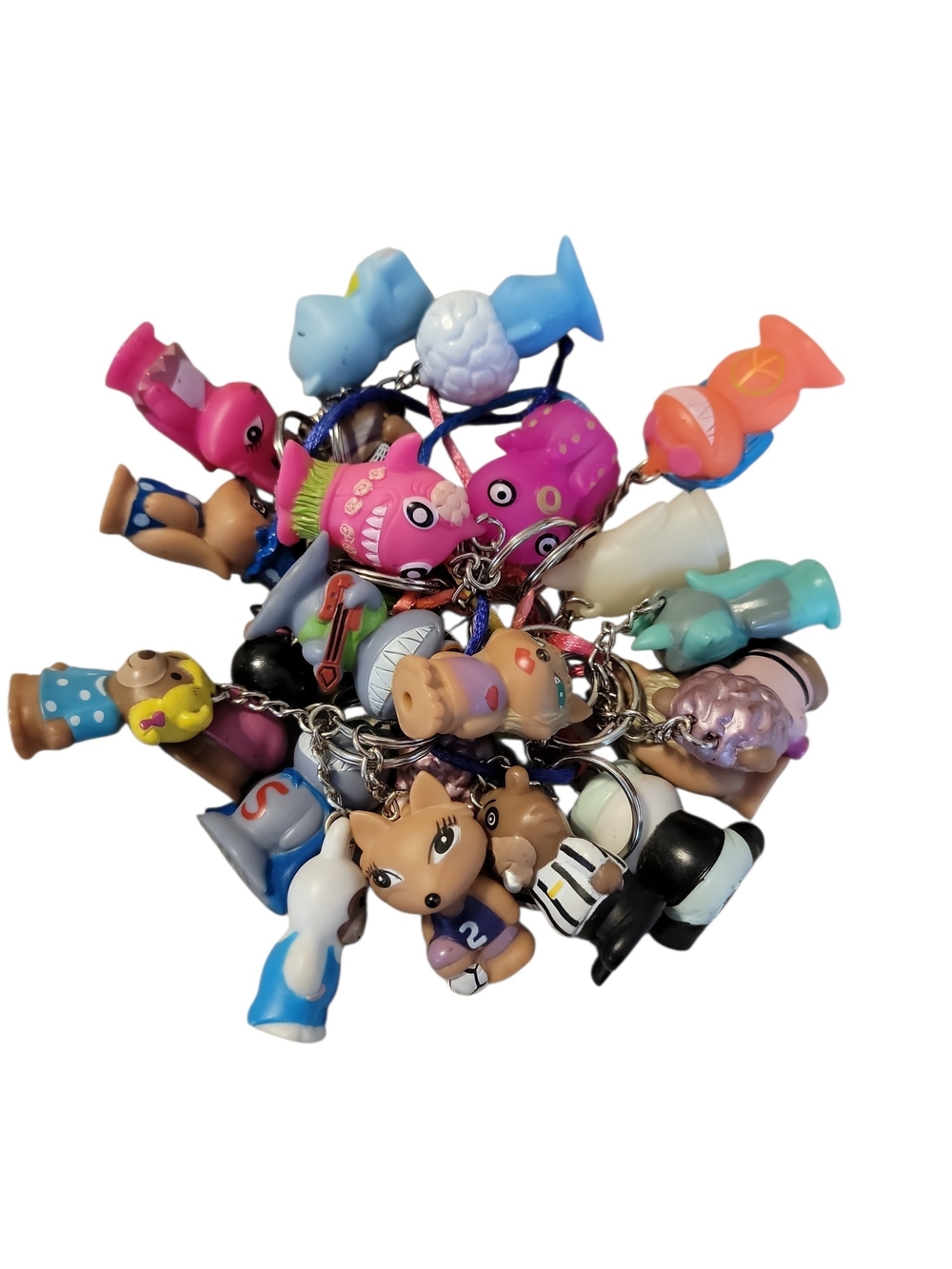Assorted Colorful Kids Toy Charms Keyring - Mixed Animal & Figure Set